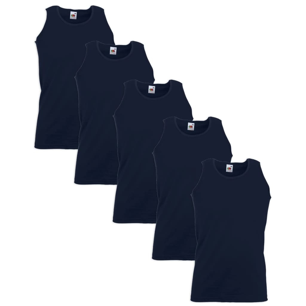 5 Fruit of the Loom Value Weight Tank Top Cotton Navy L
